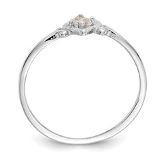 14K White Gold White Topaz Birthstone Heart Ring
