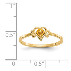 14K Citrine Birthstone Heart Ring