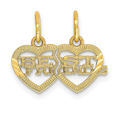 14k Double Heart BEST FRIENDS Break-apart Charm