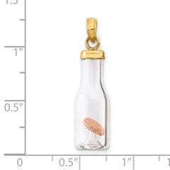 14k 3-D Mini Penny in Glass Bottle Pendant