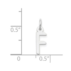 14K White Gold Small Slanted Block Letter F Initial Charm