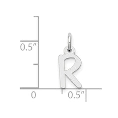 14K White Gold Small Slanted Block Letter R Initial Charm