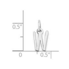 14K White Gold Small Slanted Block Letter W Initial Charm