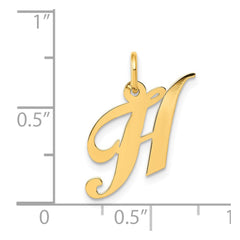 14K Small Fancy Script Letter H Initial Charm