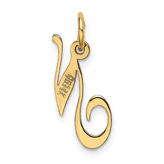14K Small Fancy Script Letter N Initial Charm