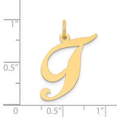 14k Large Fancy Script Letter T Initial Charm