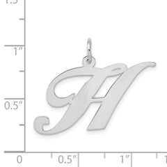 14k White Gold Large Fancy Script Letter H Initial Charm