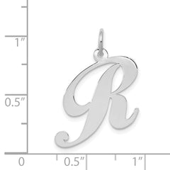 14k White Gold Large Fancy Script Letter R Initial Charm