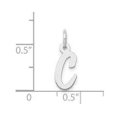 14k White Gold Small Script Letter C Initial Charm - 2