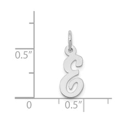 14k White Gold Small Script Letter E Initial Charm