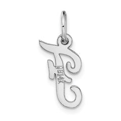 14k White Gold Small Script Letter F Initial Charm - 2