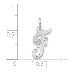 14k White Gold Small Script Letter F Initial Charm - 2