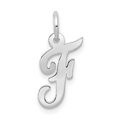 14k White Gold Small Script Letter F Initial Charm - 2