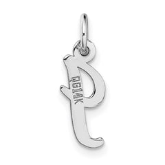 14k White Gold Small Script Letter I Initial Charm - 2