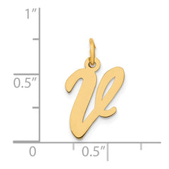 14k Medium Script Letter V Initial Charm