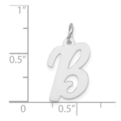 14k White Gold Medium Script Letter B Initial Charm