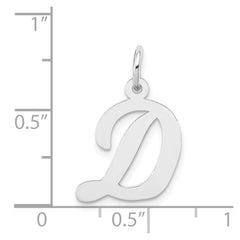 14k White Gold Medium Script Letter D Initial Charm