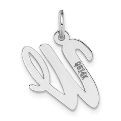 14k White Gold Medium Script Letter W Initial Charm