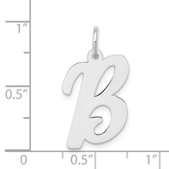 14k White Gold Large Script Letter B Initial Charm