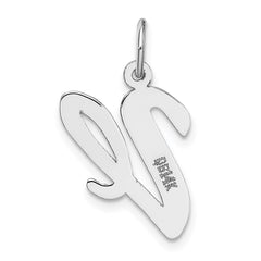 14k White Gold Large Script Letter V Initial Charm