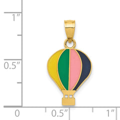 14k Polished Multi-color Enamel Hot Air Balloon Pendant