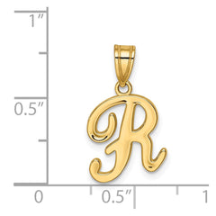 14KY Script Letter R Initial Pendant - 2