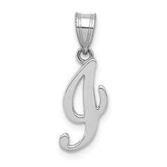 14KW White Gold Script Letter I Initial Pendant - 2