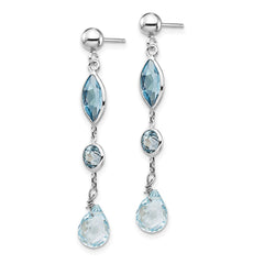 14K WG Blue Topaz Post Earrings - 2
