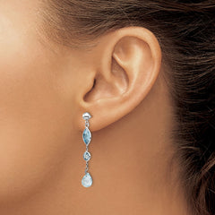 14K WG Blue Topaz Post Earrings - 2