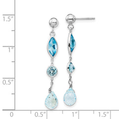 14K WG Blue Topaz Post Earrings - 2