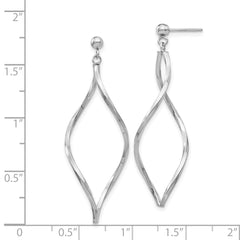 14k White Gold Twisted Post Dangle Earrings