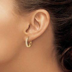 14K CZ Hinged Hoop Earrings - 3