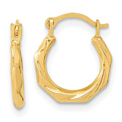 14K Polished Twist Hoop Earrings