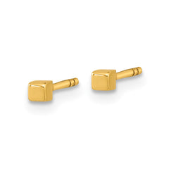 14K Polished Cube Post Earrings - 2