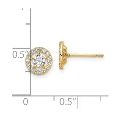 14k CZ Halo Stud Earrings