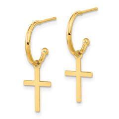 14K Polished Cross Dangle Earrings - 2