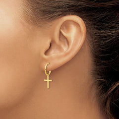 14K Polished Cross Dangle Earrings - 2