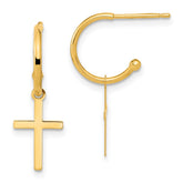 14K Polished Cross Dangle Earrings - 2