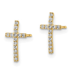 14k CZ Cross Post Earrings - 2