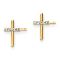 14k CZ Cross Post Earrings - 3
