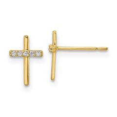 14k CZ Cross Post Earrings - 3