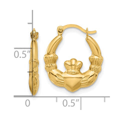 14K Polished Claddagh Hoop Earrings
