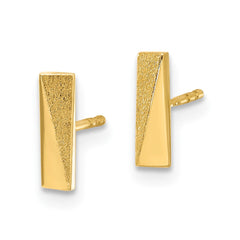 14K Polished and Satin Bar Post Earrings