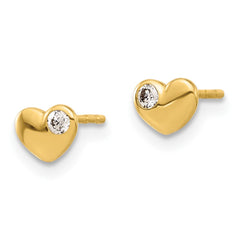 14K CZ Heart Post Earrings - 2