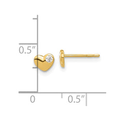 14K CZ Heart Post Earrings - 2