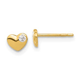 14K CZ Heart Post Earrings - 2