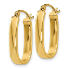 14k Polished 3.5mm Oval Hoop Earrings - 3