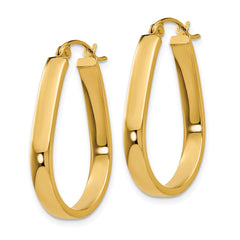 14k Polished 3.5mm Oval Hoop Earrings - 4