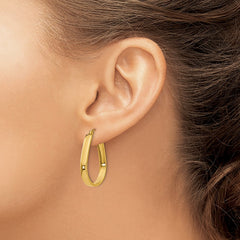 14k Polished 3.5mm Oval Hoop Earrings - 4