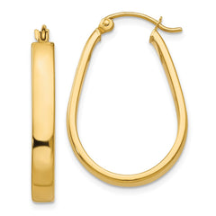 14k Polished 3.5mm Oval Hoop Earrings - 4